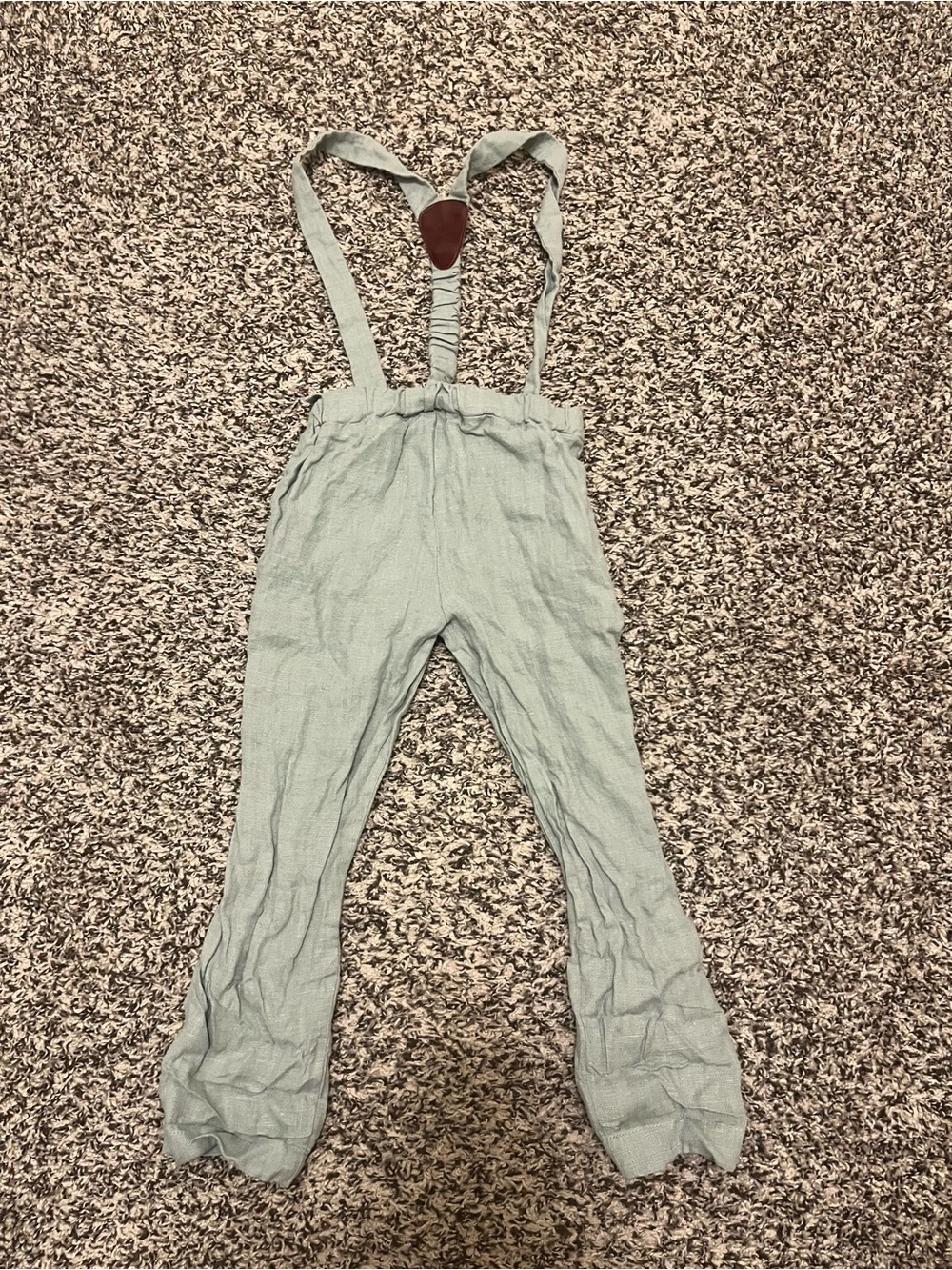 Kichy Kids Casual Light Sage Green Suspender Pants - Picture 3 of 3